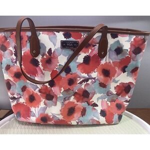 LAUREN Ralph Lauren LRL Large Vegan Purse Shoulder Tote‎ Bag Red Floral